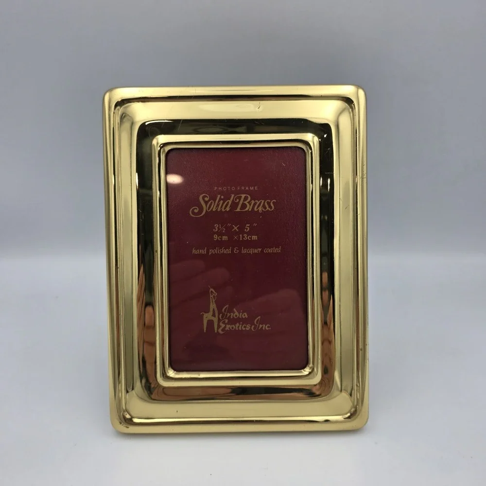 Solid Brass Picture Frame Gold Red Felt Photo Holder By India Exotics 5